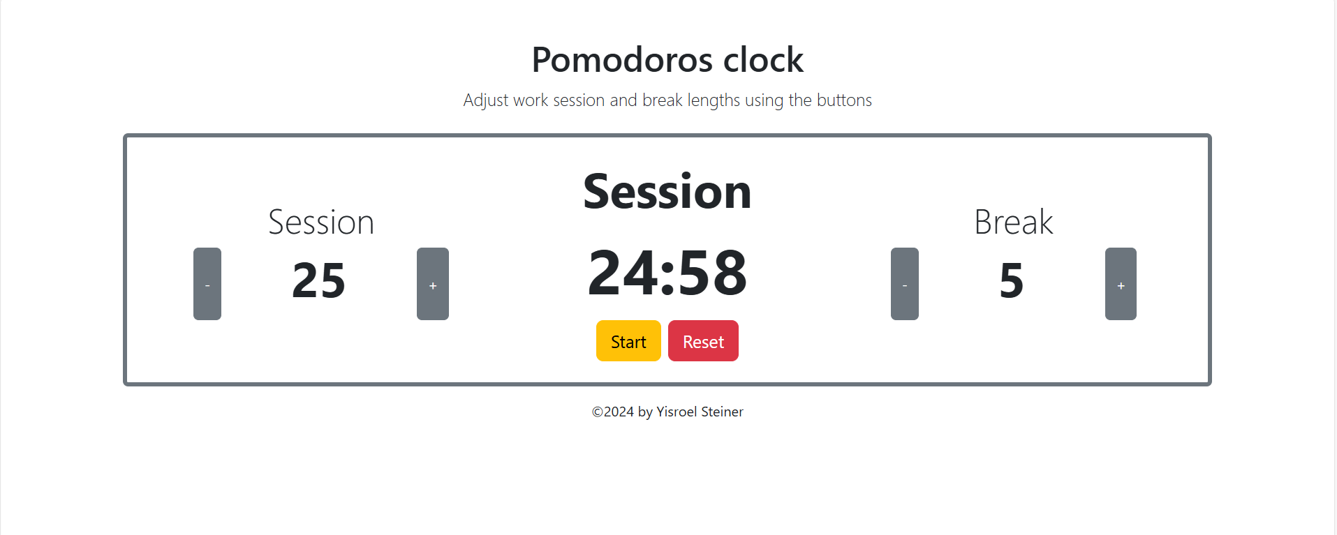 Yisroel Steinar's Pomodoros Clock